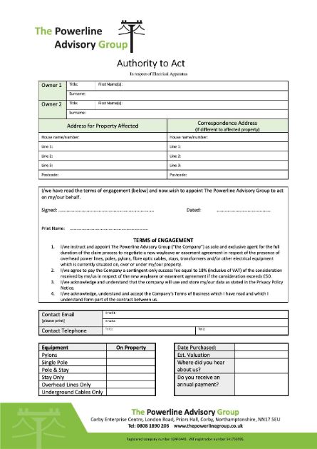 Authority to Act Form