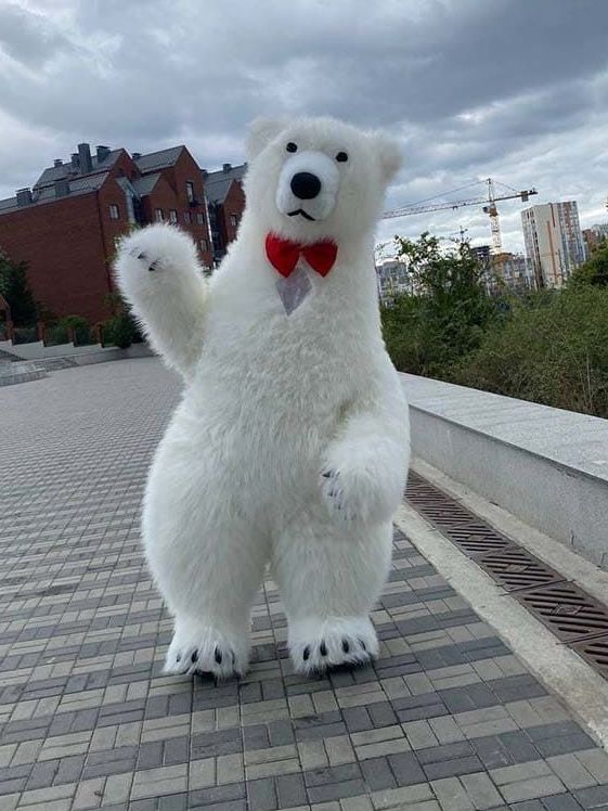 Аніматор у костюмі білого ведмедя у Львові
