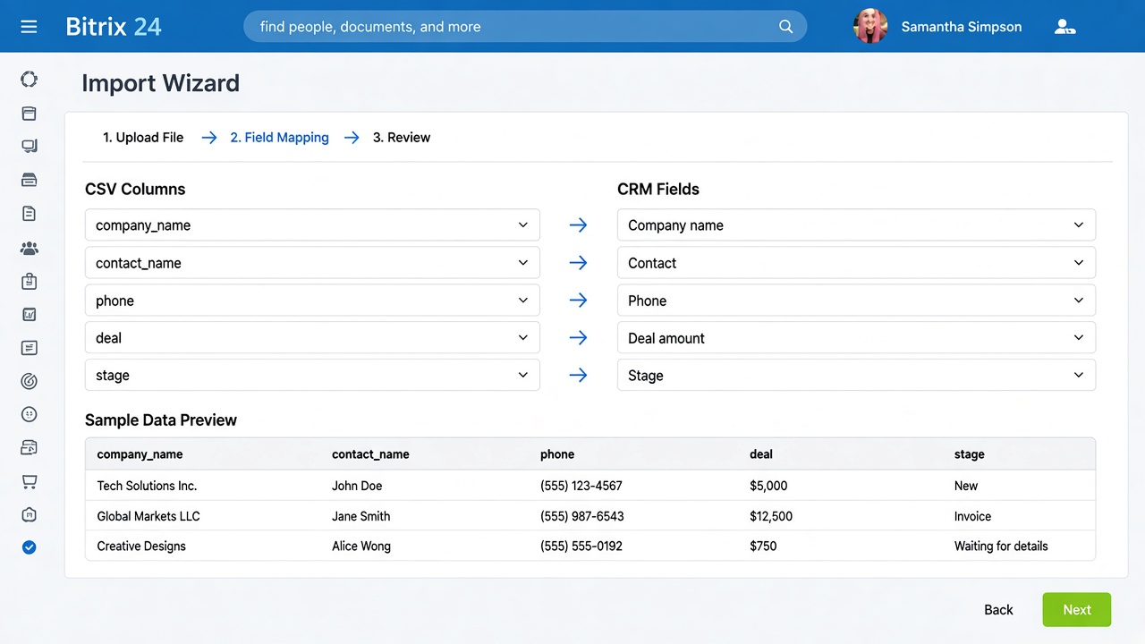 CSV to CRM field mapping