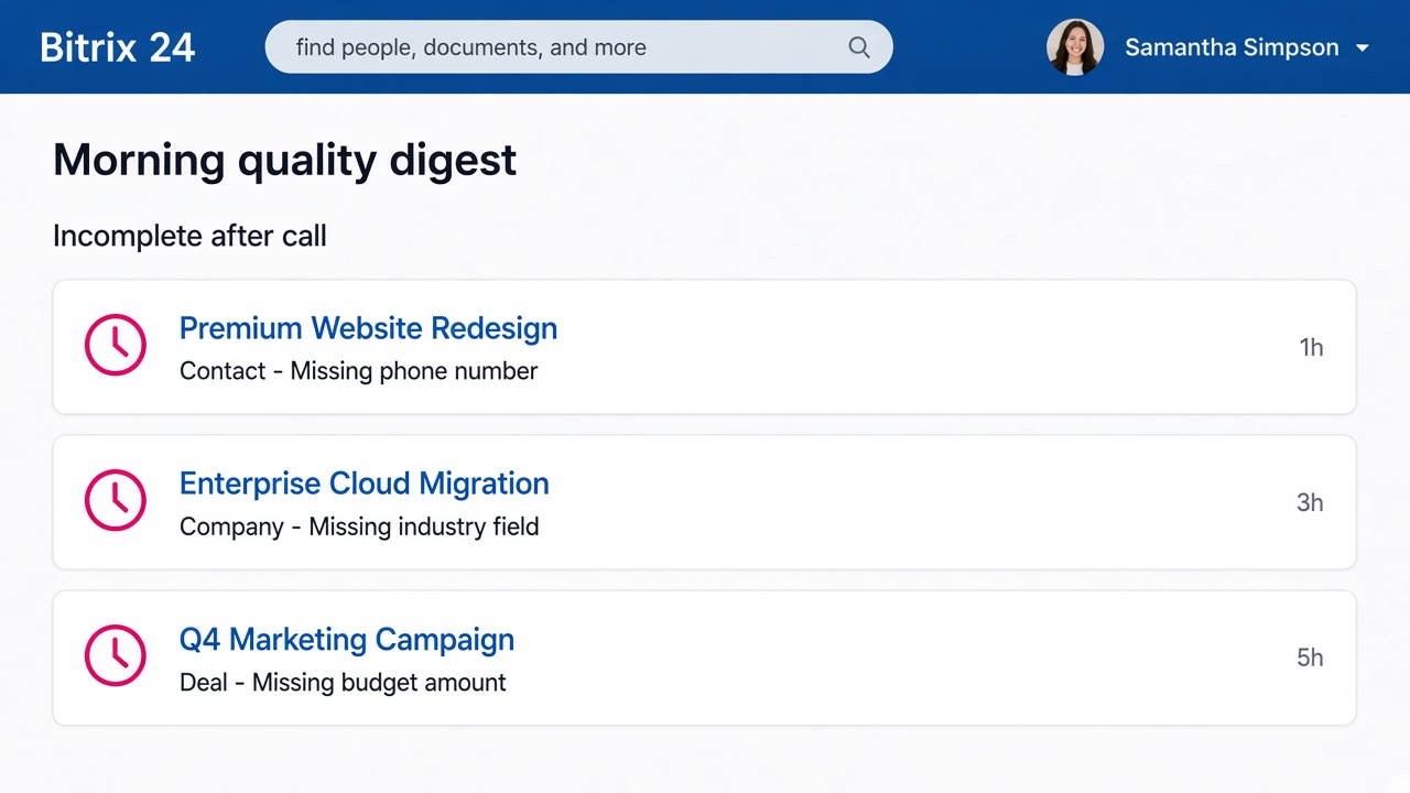 Morning notification listing deals with incomplete AI-assisted fields