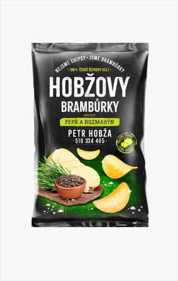 Чипси картопляні Hobžovy зі смаком перцю та розмарину 150 г
