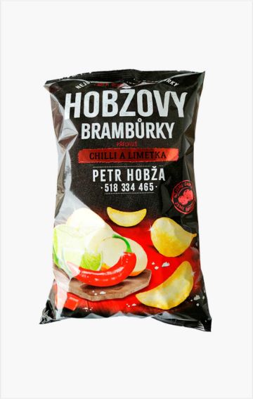 Чипси картопляні Hobžovy зі смаком чилі та лайму 150 г